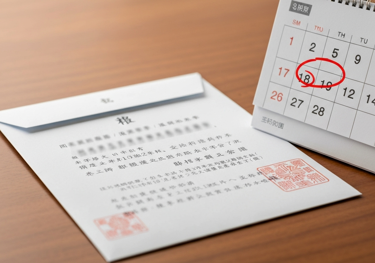 役所からの通知書と、日付に丸がつけられたカレンダー。相続放棄の起算日を証明する重要な証拠であることを示しています。