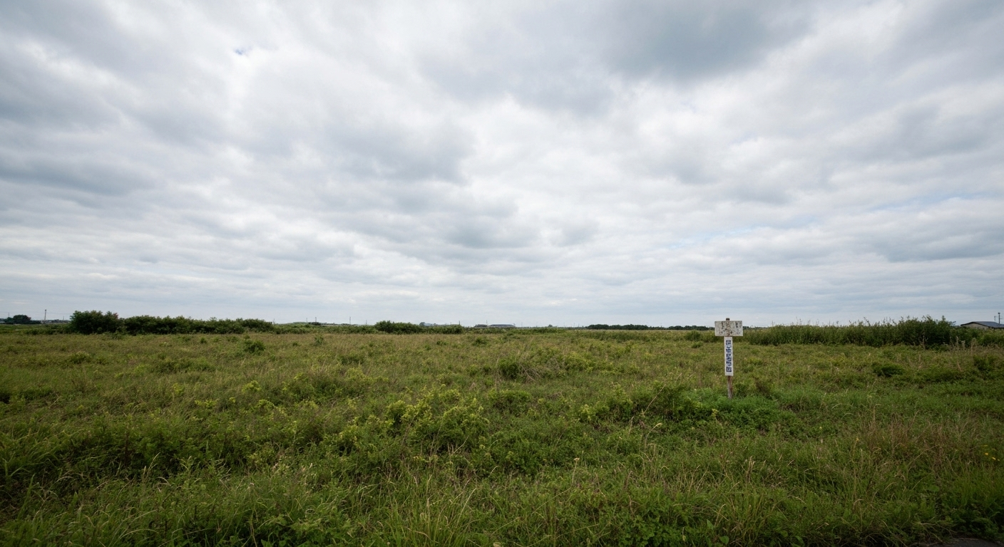 所有者不明土地問題の深刻さを象徴する、管理されず荒れた土地の風景。