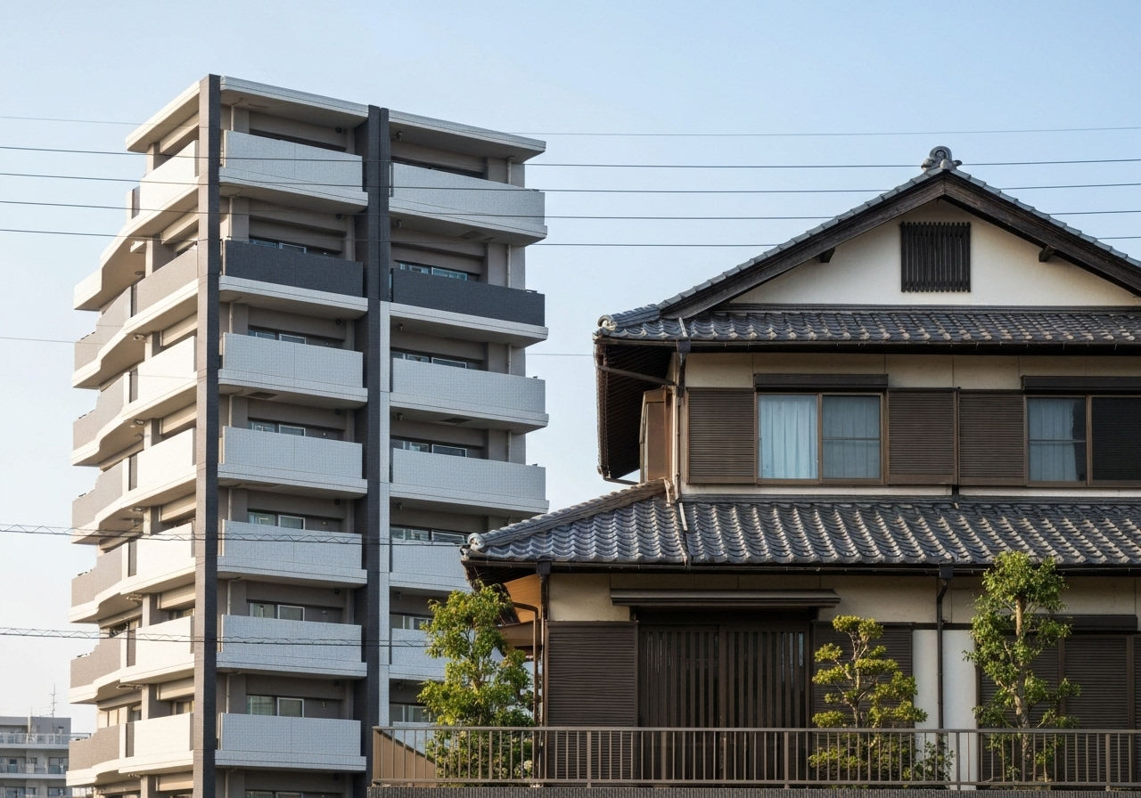 相続登記の対象となるマンションと戸建ての不動産。