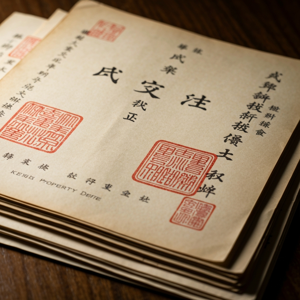 古いが大切に保管されている不動産の権利証（登記済証）。住所がつながらない場合の重要な証明書類となる。