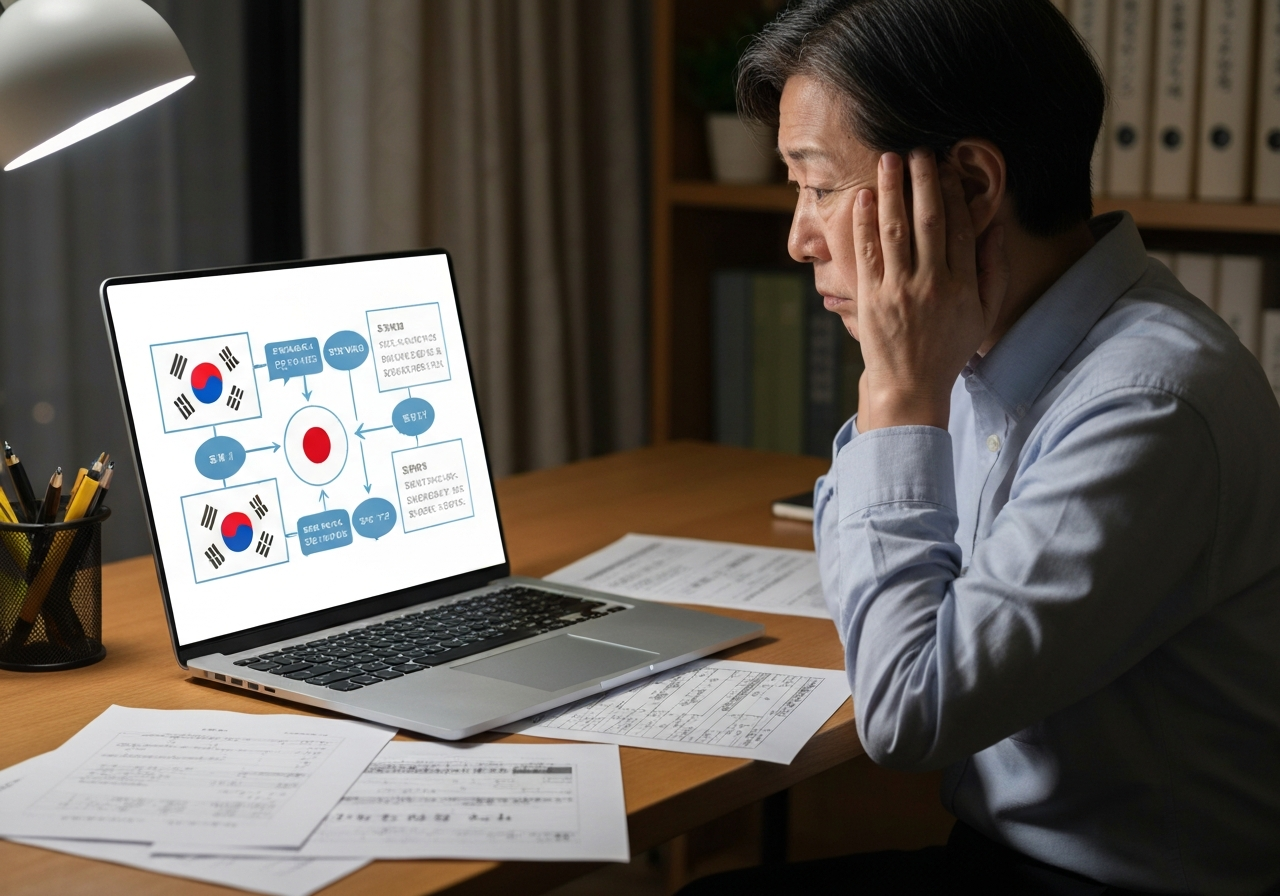 韓国籍の相続手続きの複雑さに頭を悩ませる人