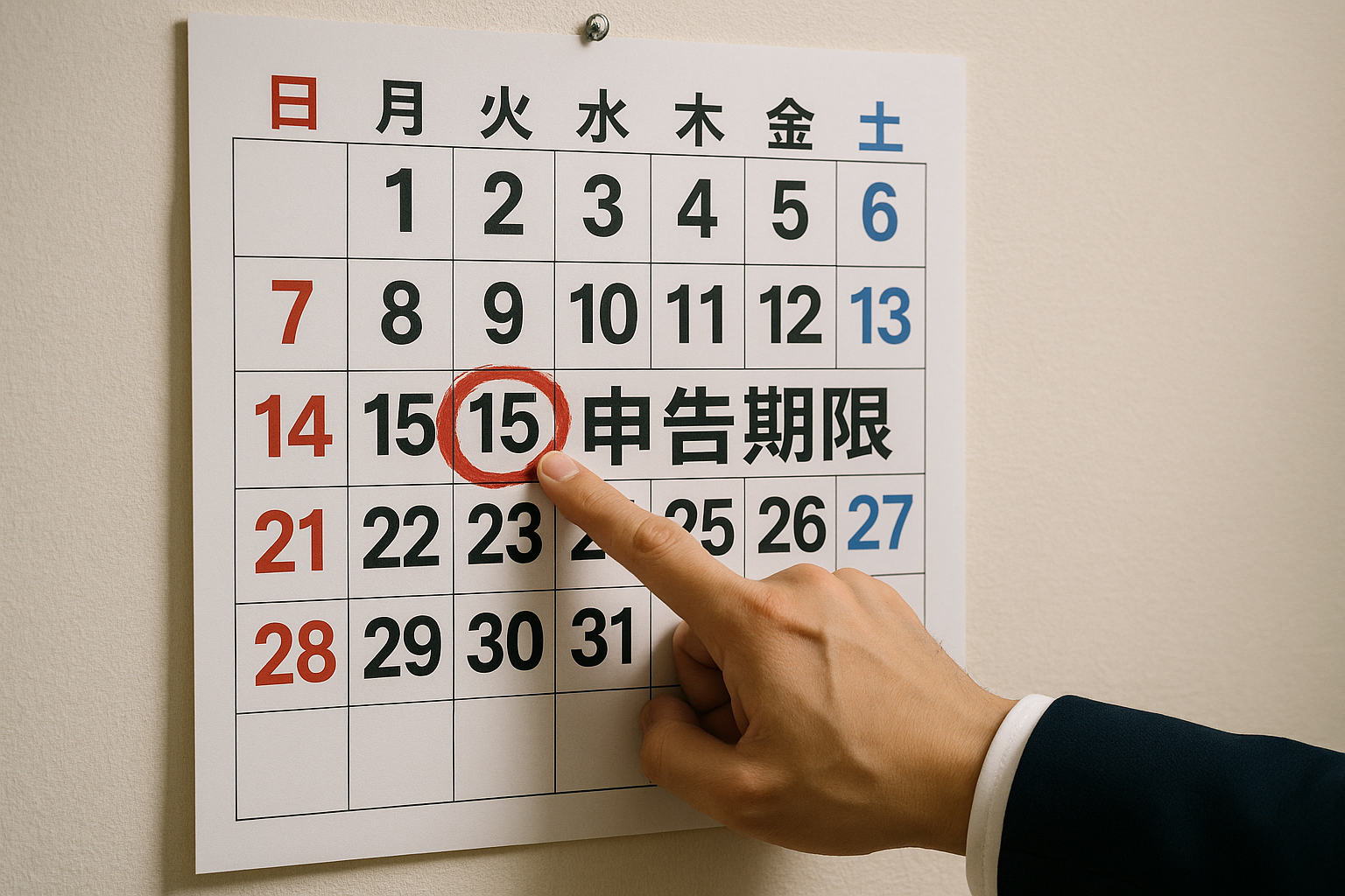 相続税申告の期限が迫っていることを示すカレンダーのイメージ。