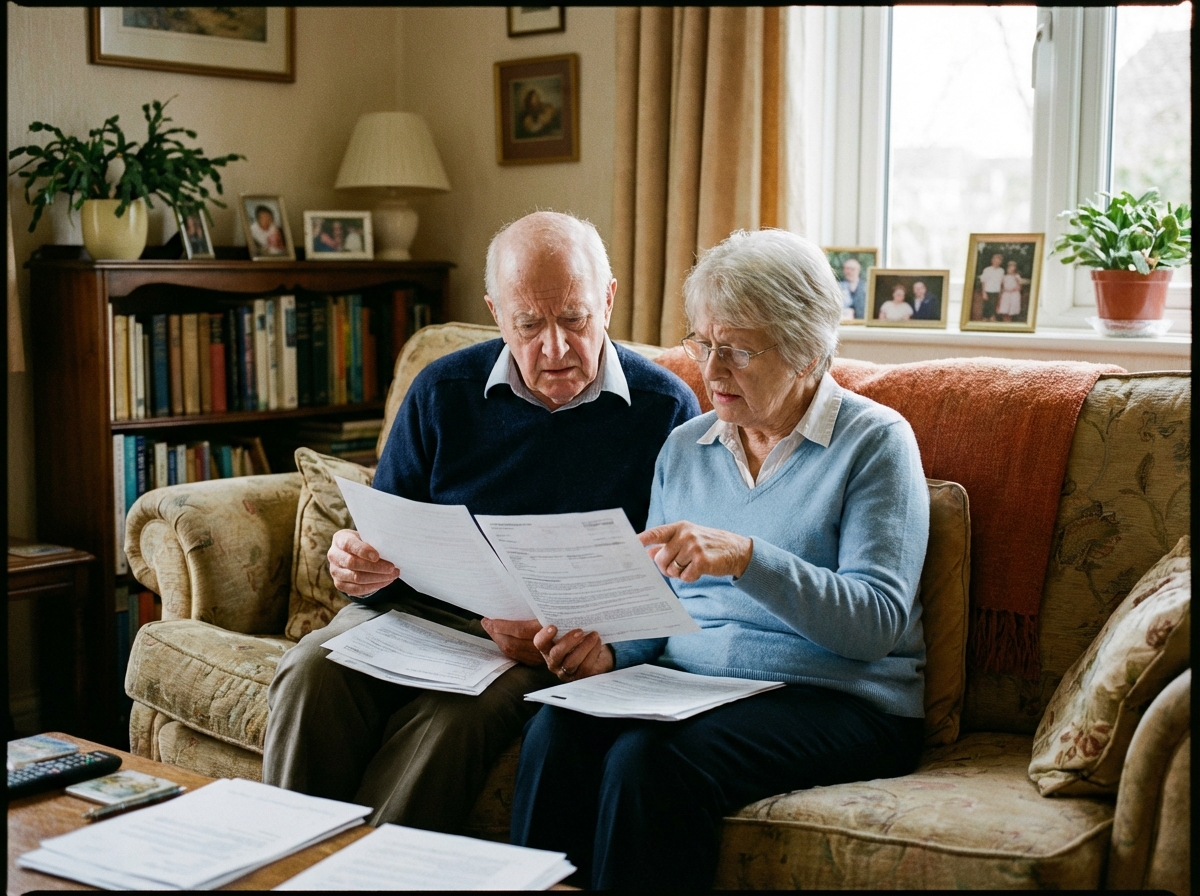ai_image_2 | 神奈川県川崎市、横浜市やその近郊で相続手続き・相続登記なら「いがり円満相続相談室」 遺言書の内容について不安を感じている様子の老夫婦。