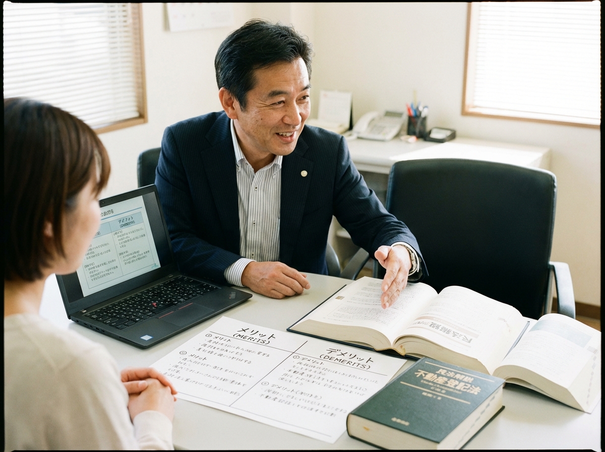 司法書士が持分譲渡制度のメリットと注意点を解説している様子
