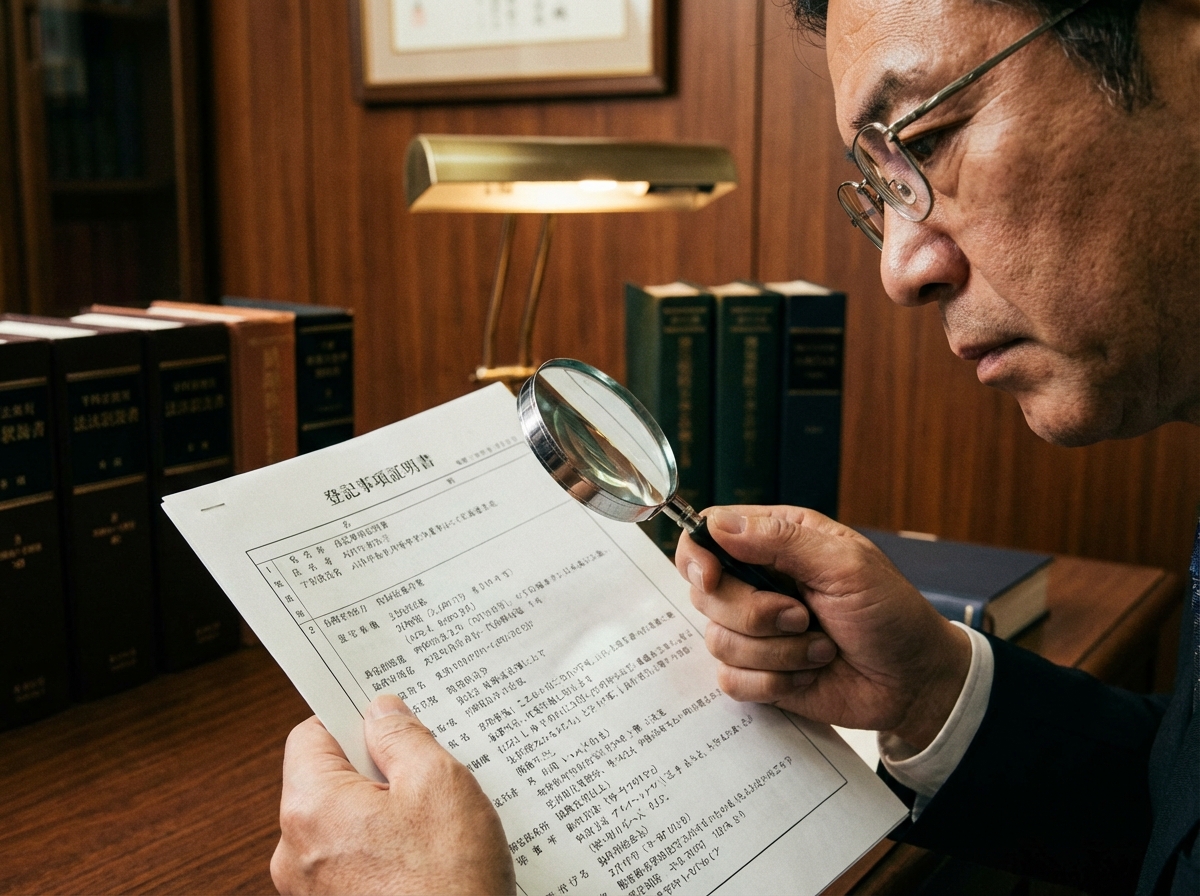 司法書士が登記簿謄本の内容を専門家の視点でチェックしている