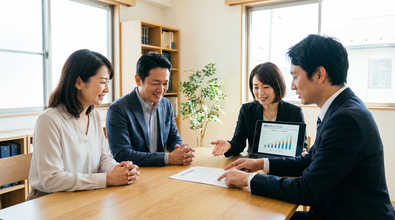 ogai_image_3 | いがり円満相続相談室 司法書士と税理士からワンストップで相続の解決策の提案を受け、安心している夫婦