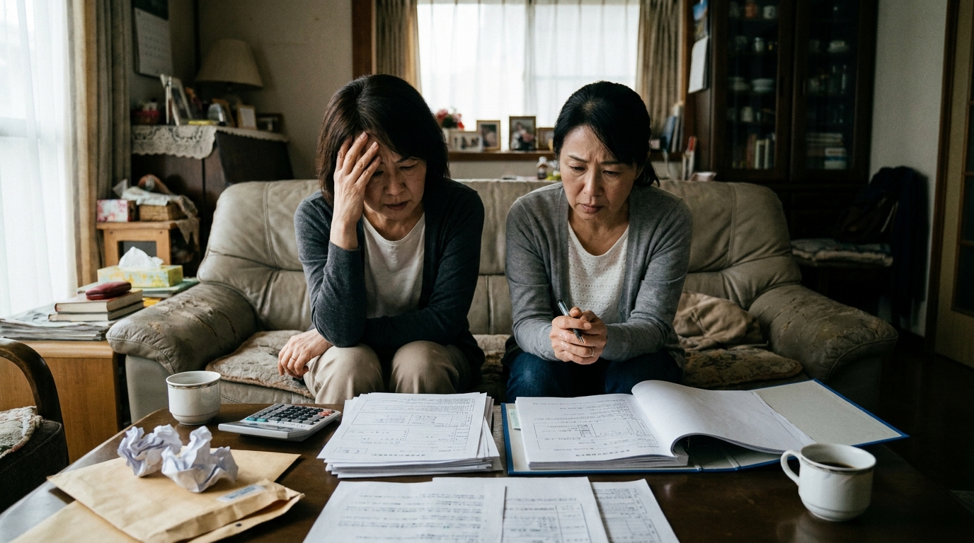 法的な書類を前にして不安な表情を浮かべる同性カップル